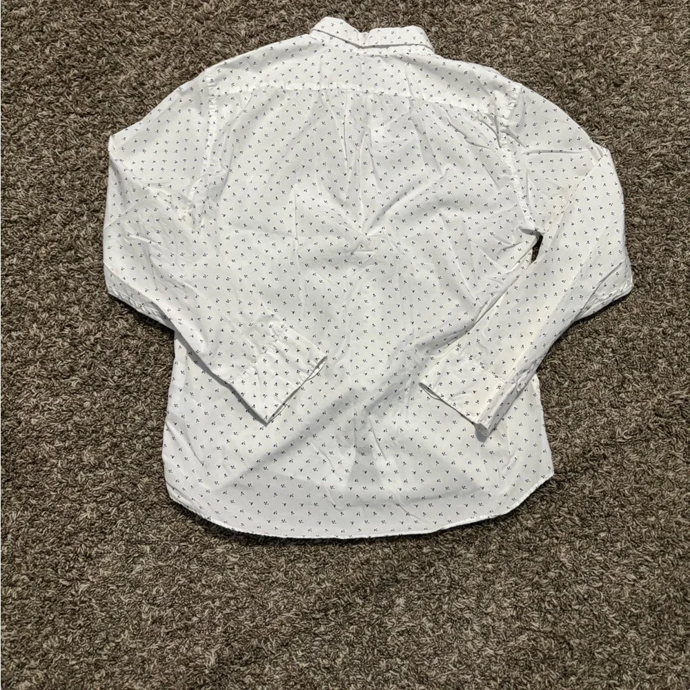 J. Crew Men's White and Black Patterned Shirt
